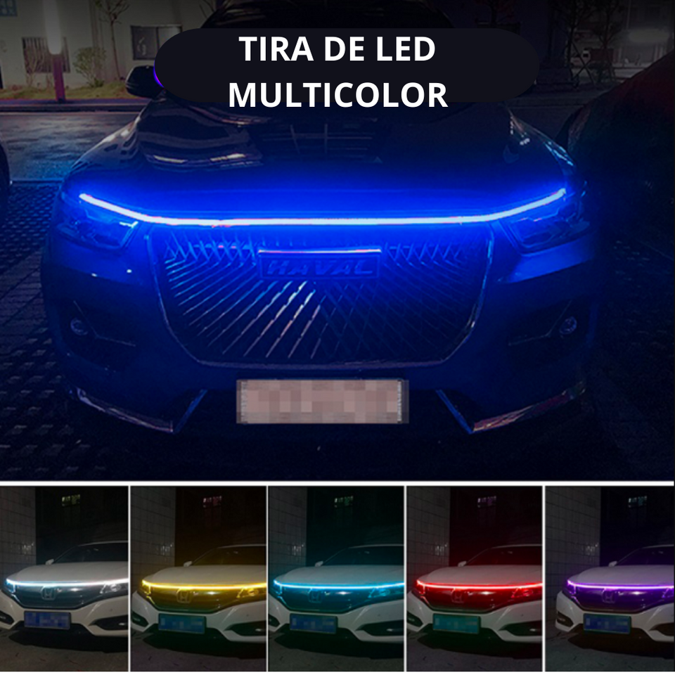 TIRAS LED RGB PARA CAPO DE AUTO, CAMIONETA MULTICOLOR Y AL RITMO DE LA –
